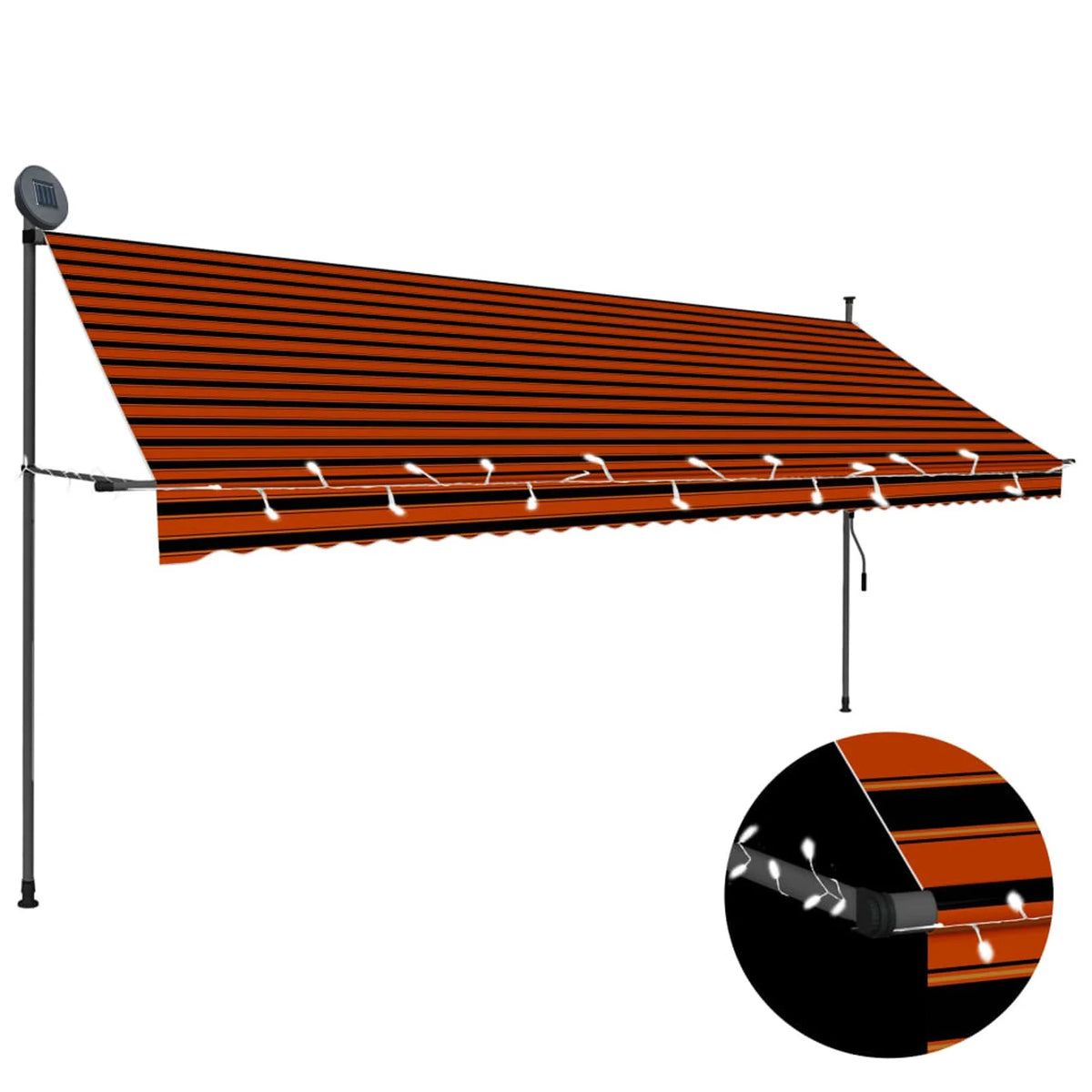 Manual Retractable Awning with Orange and Brown T842