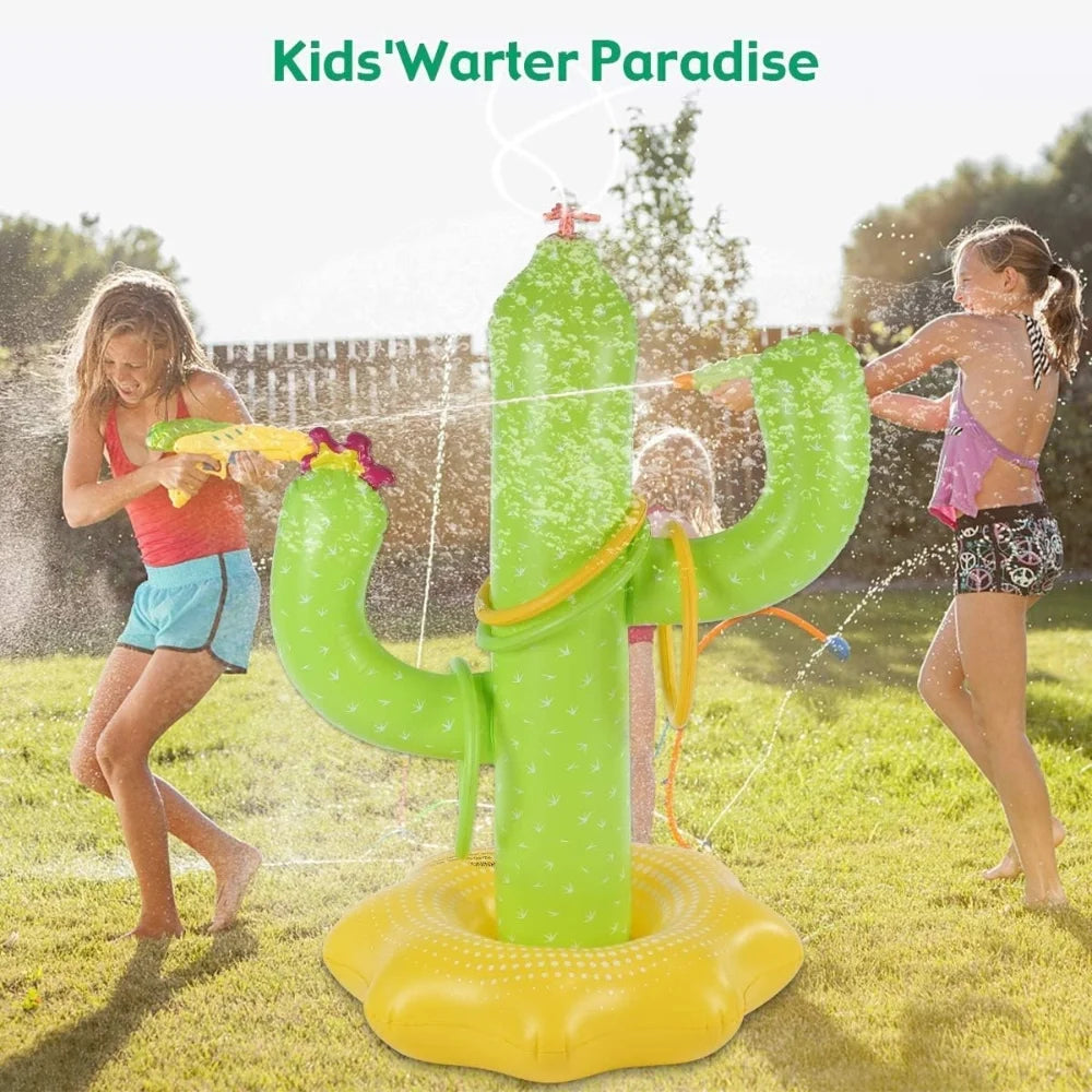 Inflatable Cactus Sprinkler Water Toy with 4 Rings E900149