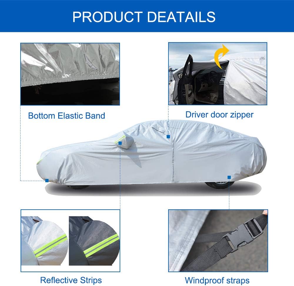 6 Layers Waterproof SUV Car Cover with Zipper Door (181 to 190 inches) G988