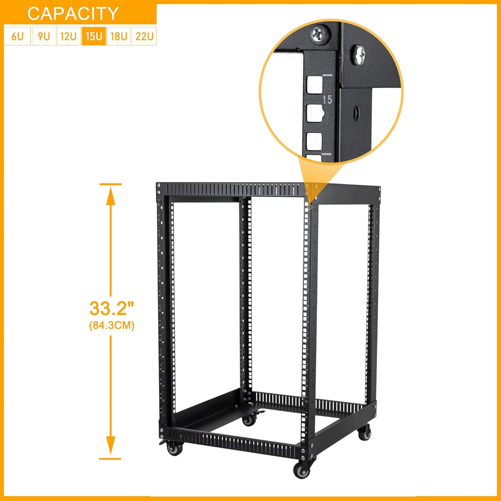 12U Open Frame 19-inch Server Rack with Casters F866
