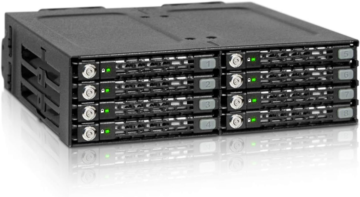 8 Bay 2.5 SATA HDD & SSD Backplane Cage with Locking Trays O797854