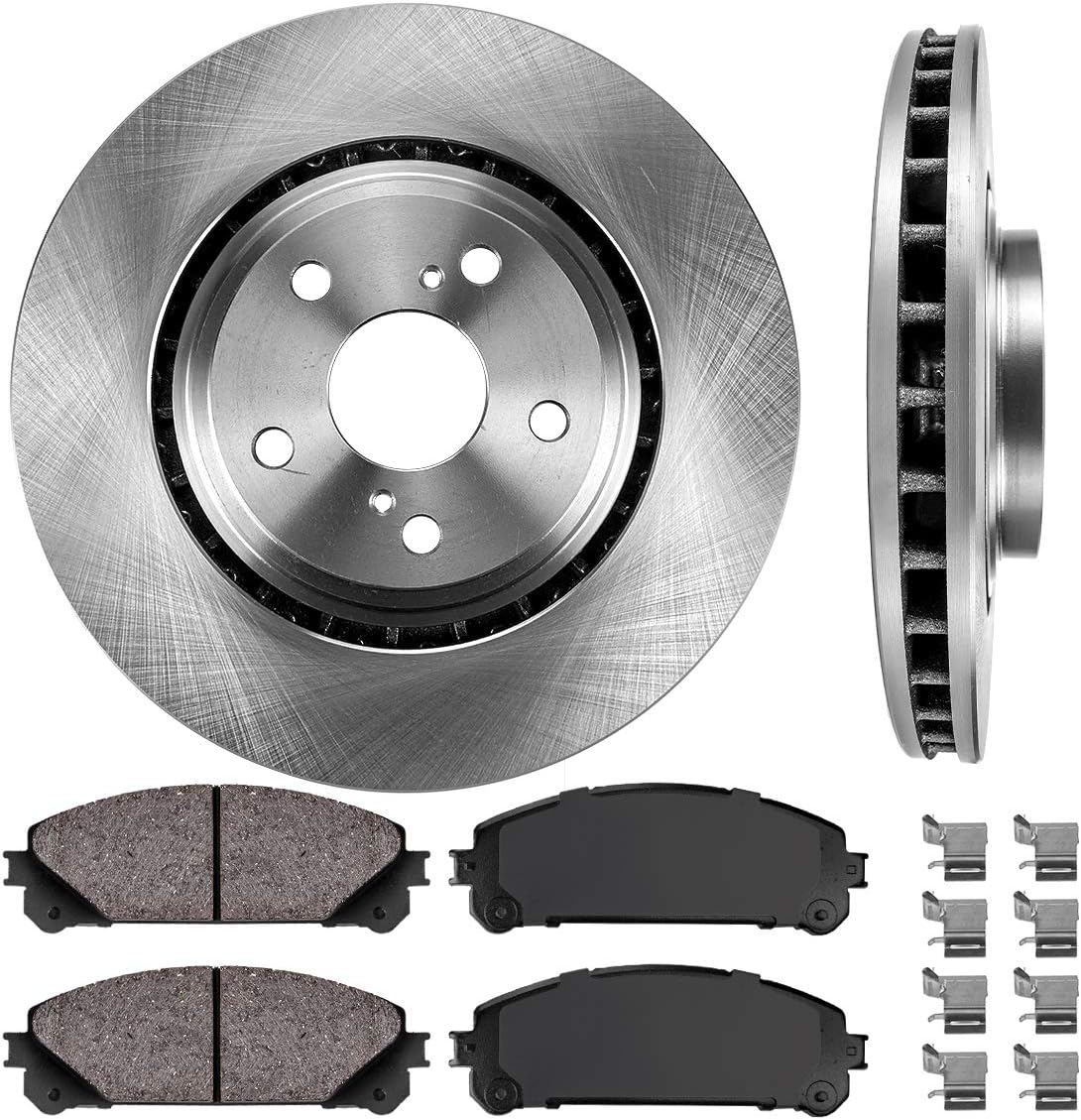 Premium OE 5 Lug Brake Disc Rotors + Ceramic Brake Pads + Clips V65778