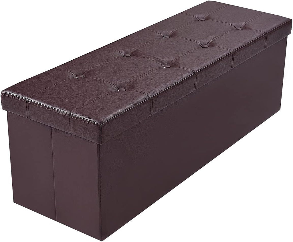 Faux Leather Storage Ottoman Bench with Padded Seat C513