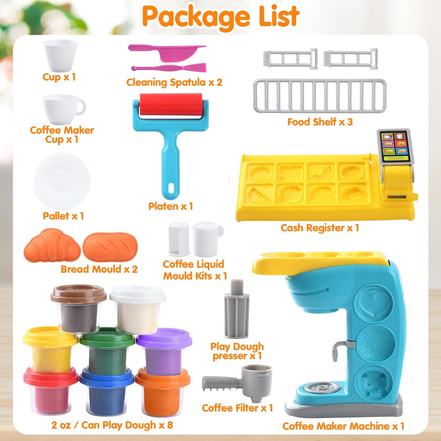 Multicolor Playdough Coffee Maker Toy Set P9376
