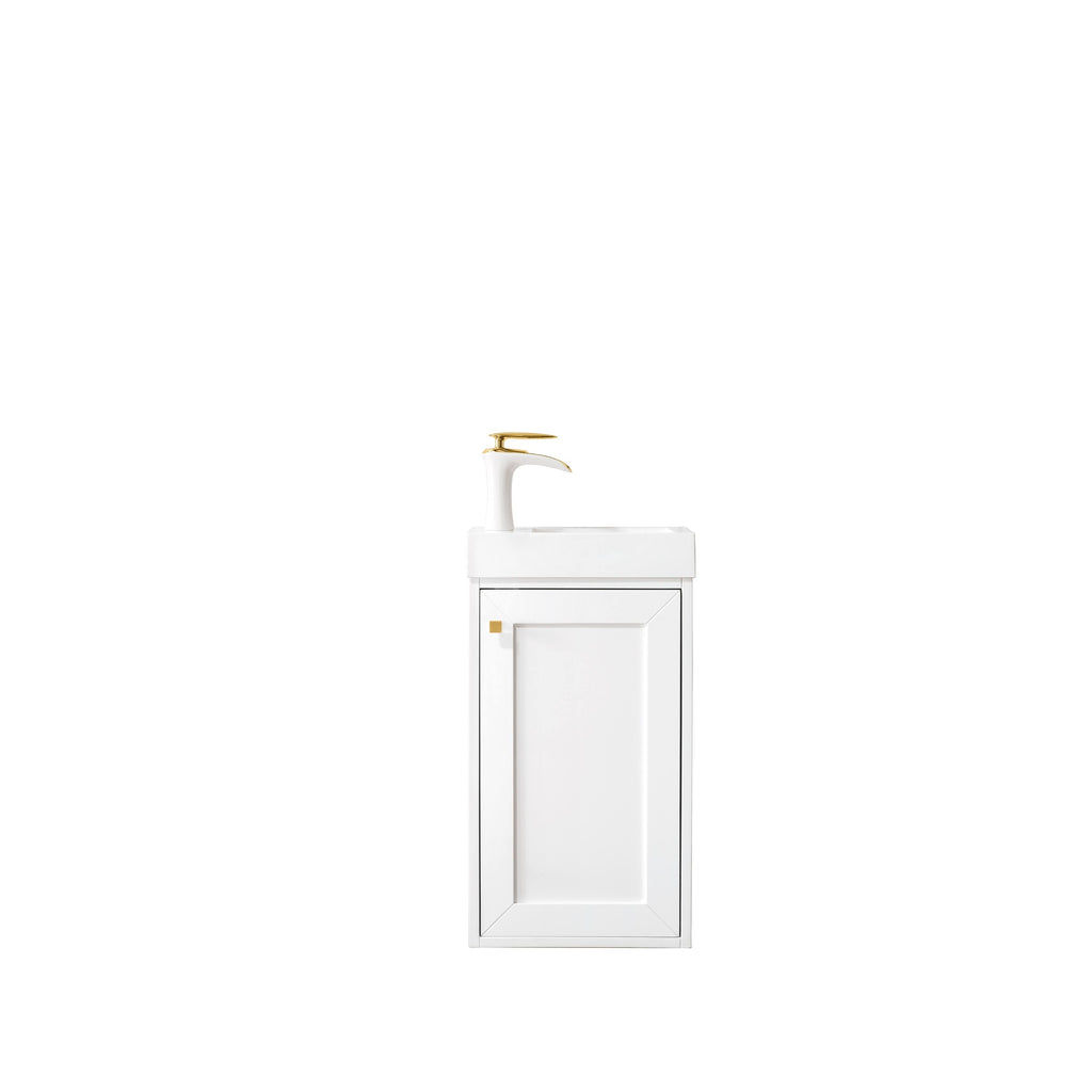 Chianti Single Vanity Cabinet with White Glossy Resin Countertop Whitewashed Walnut O163691