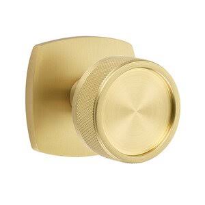 Double Dummy Rosette with Conical Stem and Knurled Knob in Satin Brass N694588