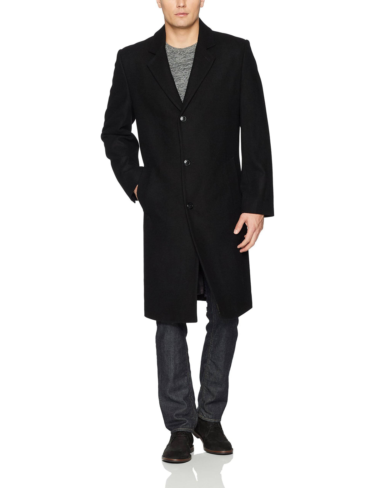 Black Wool Top Coat V7661