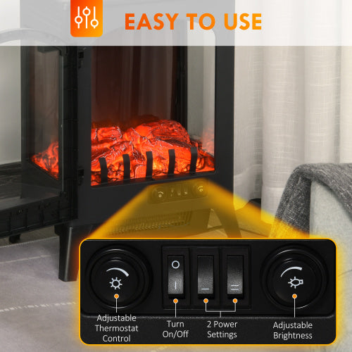 23" Electric Fireplace Heater, 750W/1500W, Black M473