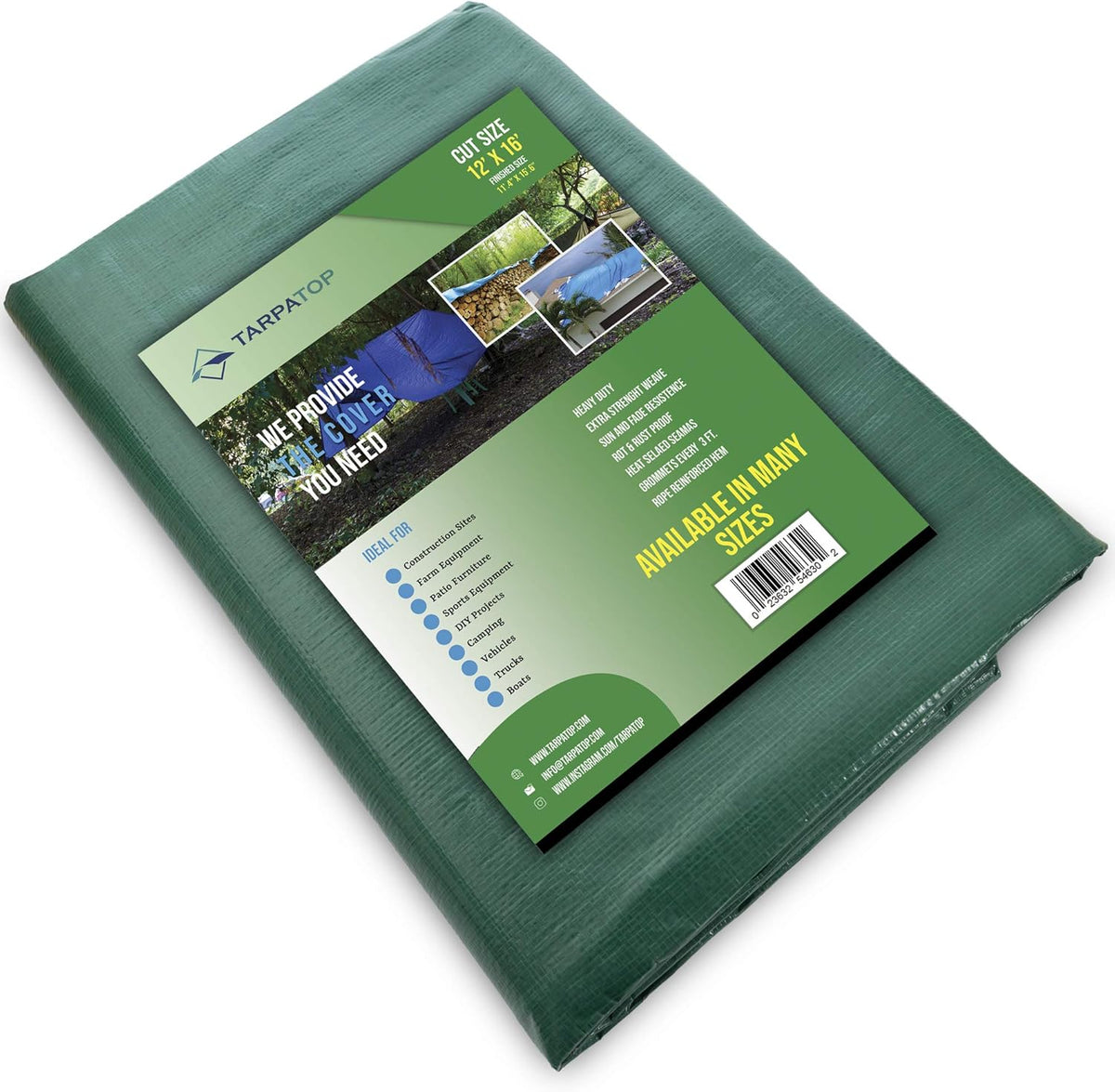 Waterproof Extra Heavy-Duty 12X16 Poly Tarpaulin with Aluminum Grommets 10 Mill L501