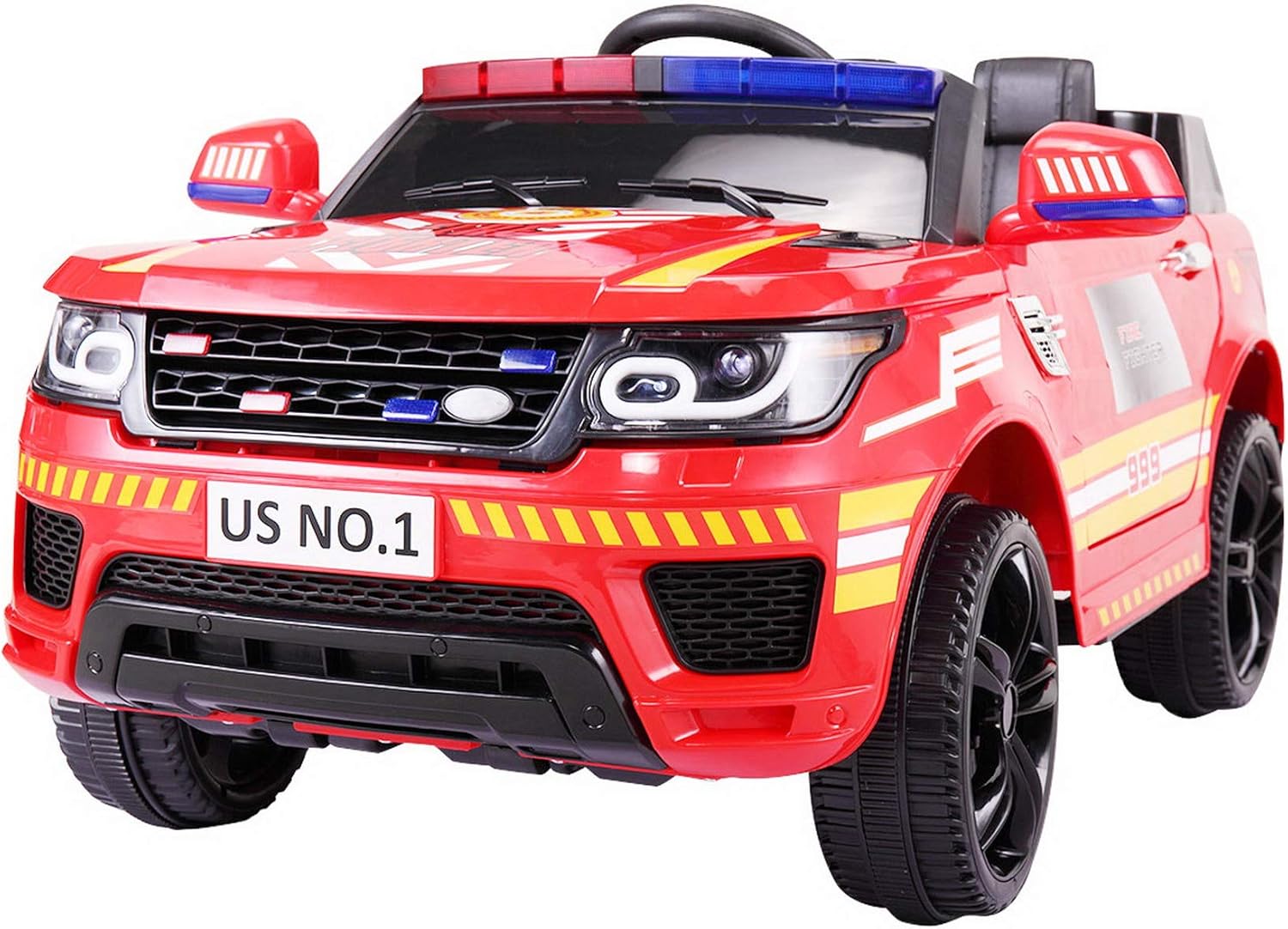 Black 12V Kids Ride On Police Car with Remote Control H6063