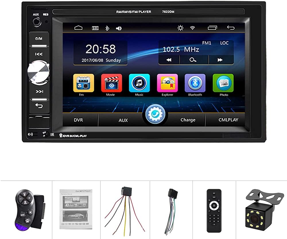 6.2" HD Touch Screen Double Din Car Stereo with Bluetooth U721027
