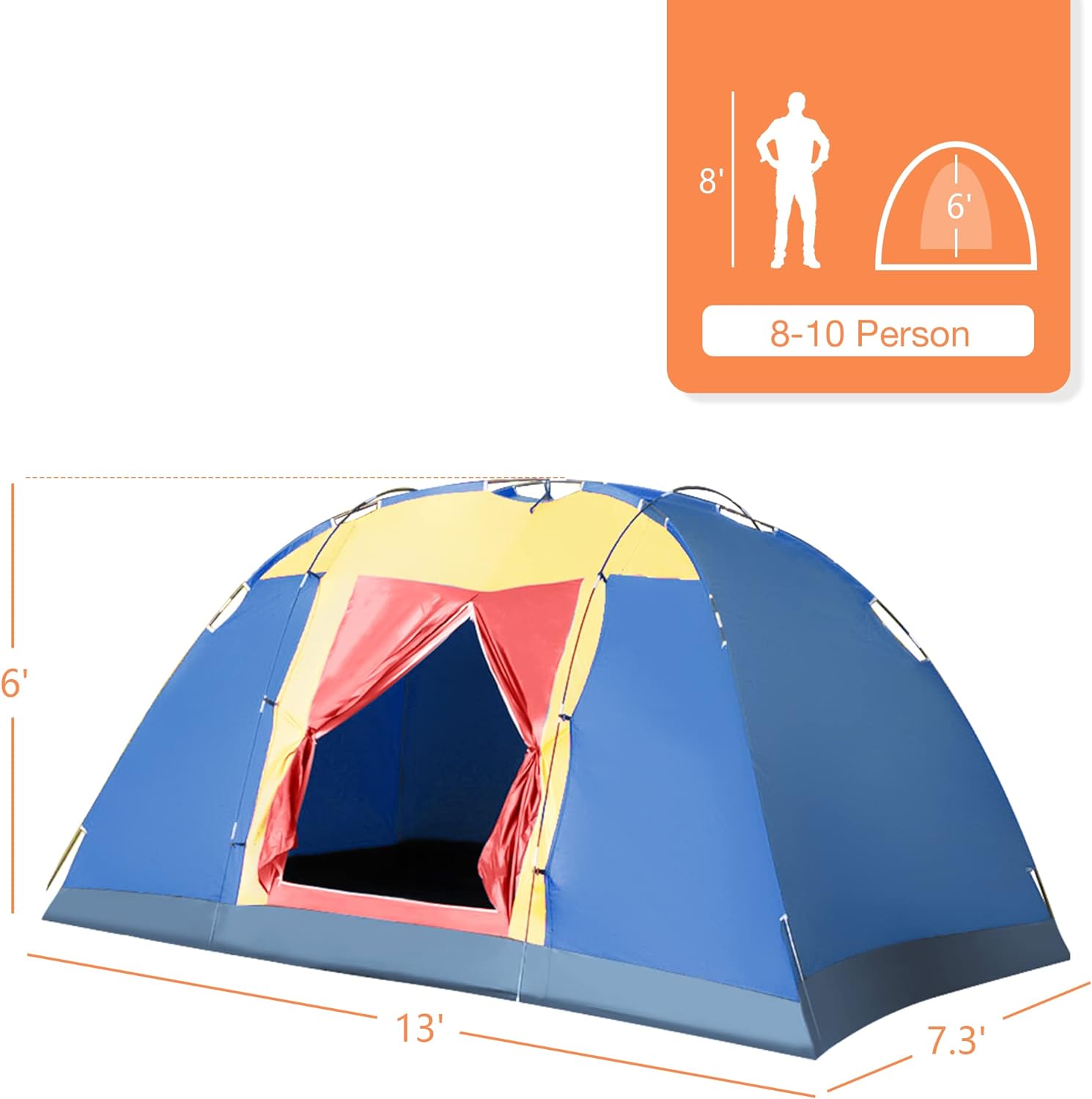 8 Person Large Family Camping Tent with Carry Bag E966
