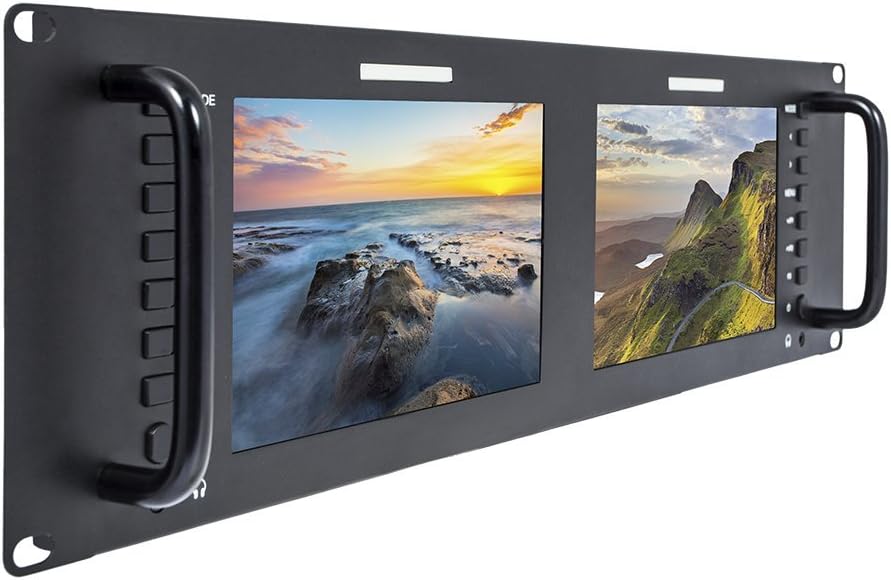 Dual 7 Inch 3RU Broadcast SDI Rack Mount Monitor IPS 1280x800 HD LCD Screen 3G SDI HDMI AV Input and Output K6383