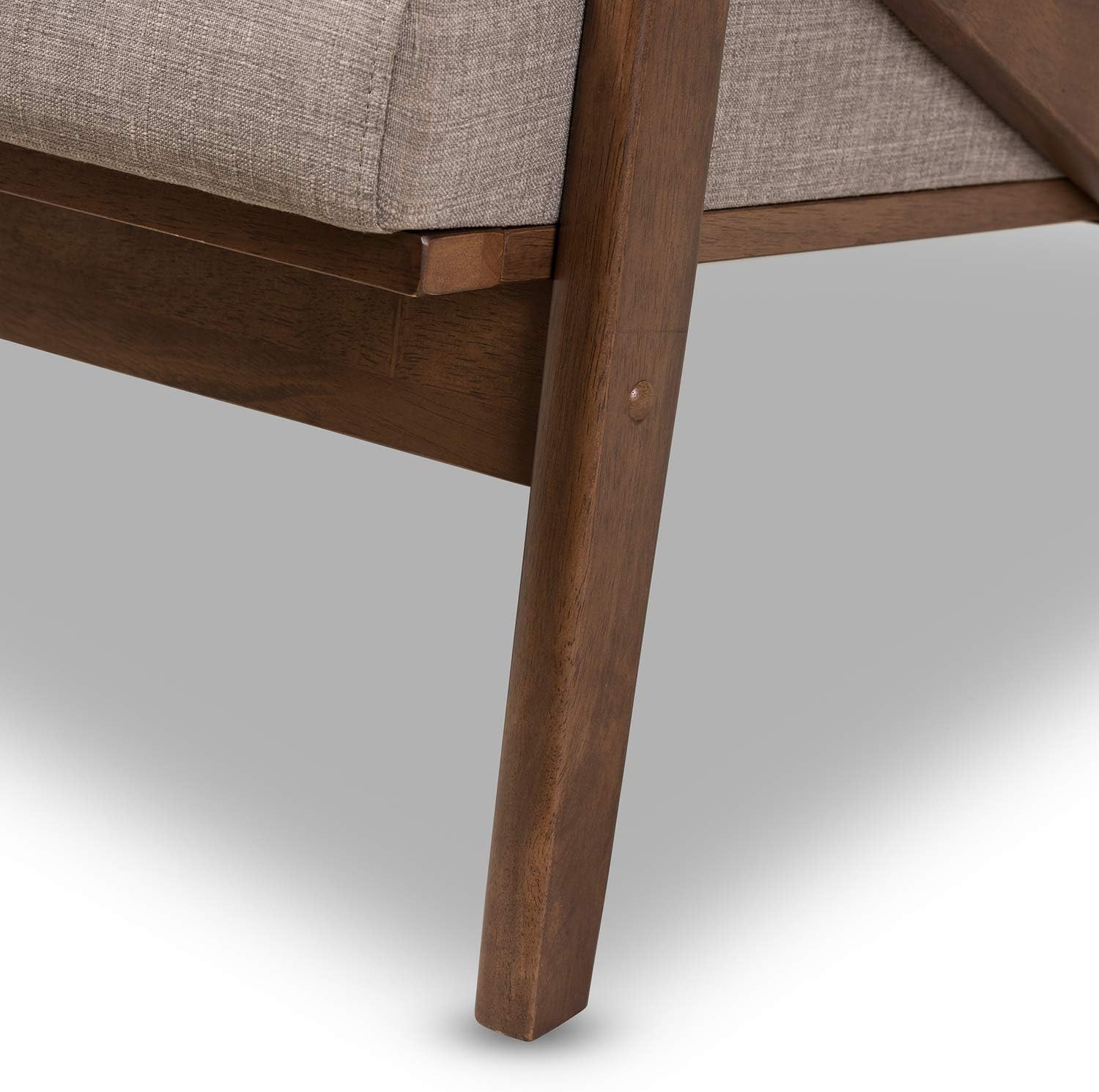 Light Grey Walnut Fabric Tufted 2-Seater Loveseat B204