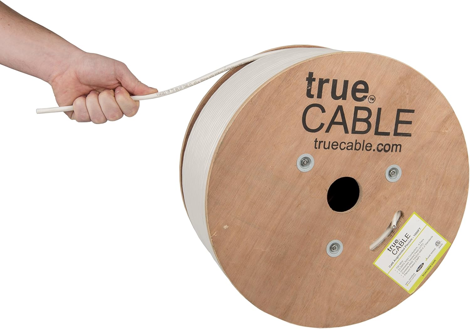 Cat6A Plenum Bulk Ethernet Cable, 1000ft, Green, 23AWG 4 Pair Solid Bare Copper, 750MHz, UTP O44716