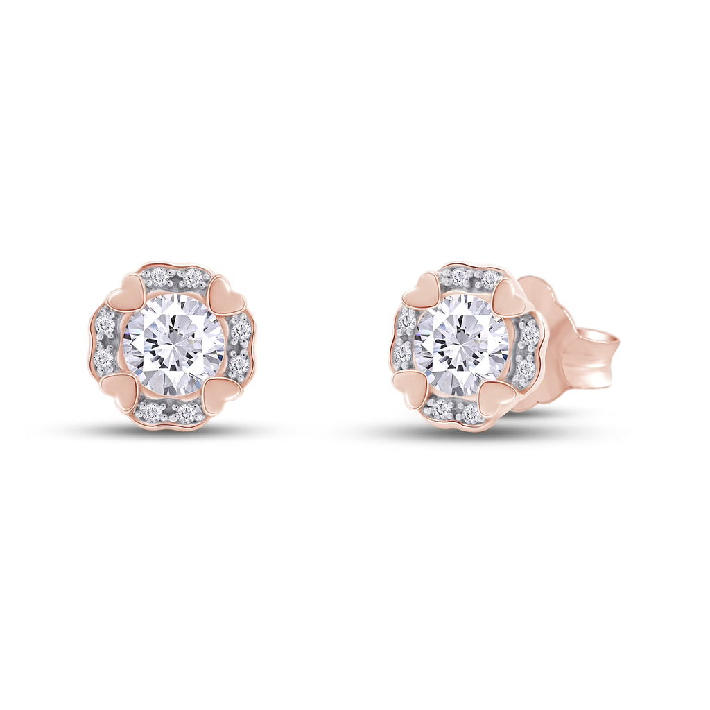 Moissanite Stud Earring 1 Carat 5MM D Color VVS1 Prong Setting 18K Rose Gold Over Sterling Silver L685144
