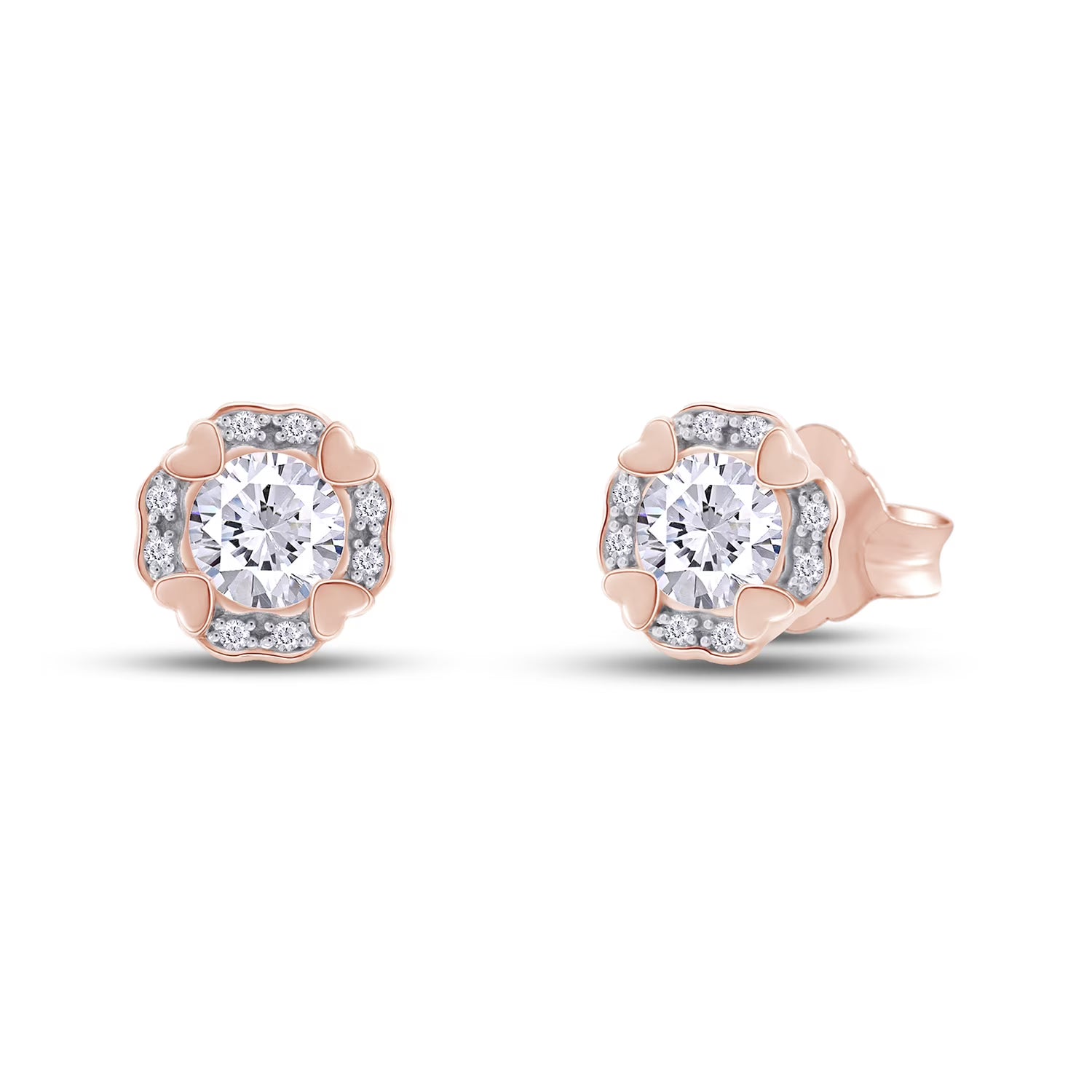 Moissanite Stud Earring 1 Carat 5MM D Color VVS1 Prong Setting 18K Rose Gold Over Sterling Silver L685144