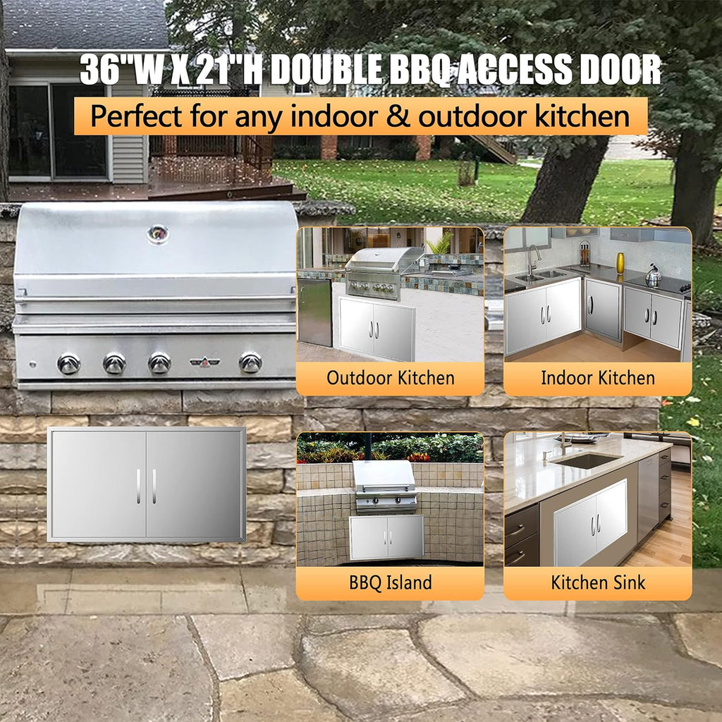 Outdoor Kitchen Doors 36W x 21H Stainless Steel Double Wall Construction Vertical Door F82403