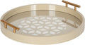 Navy and Gold Round Decorative Tray with Metal Handles M9544