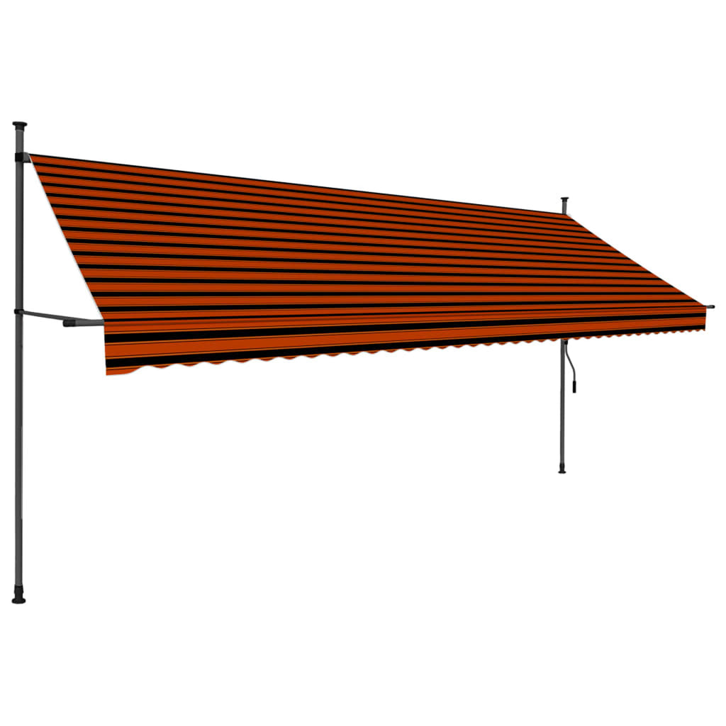 Manual Retractable Awning with Orange and Brown T842