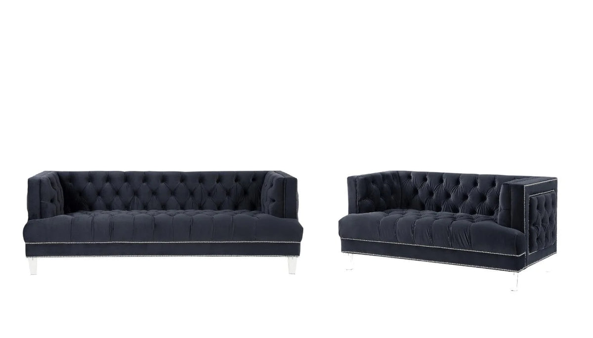 Black Velvet Sofa and Loveseat G796