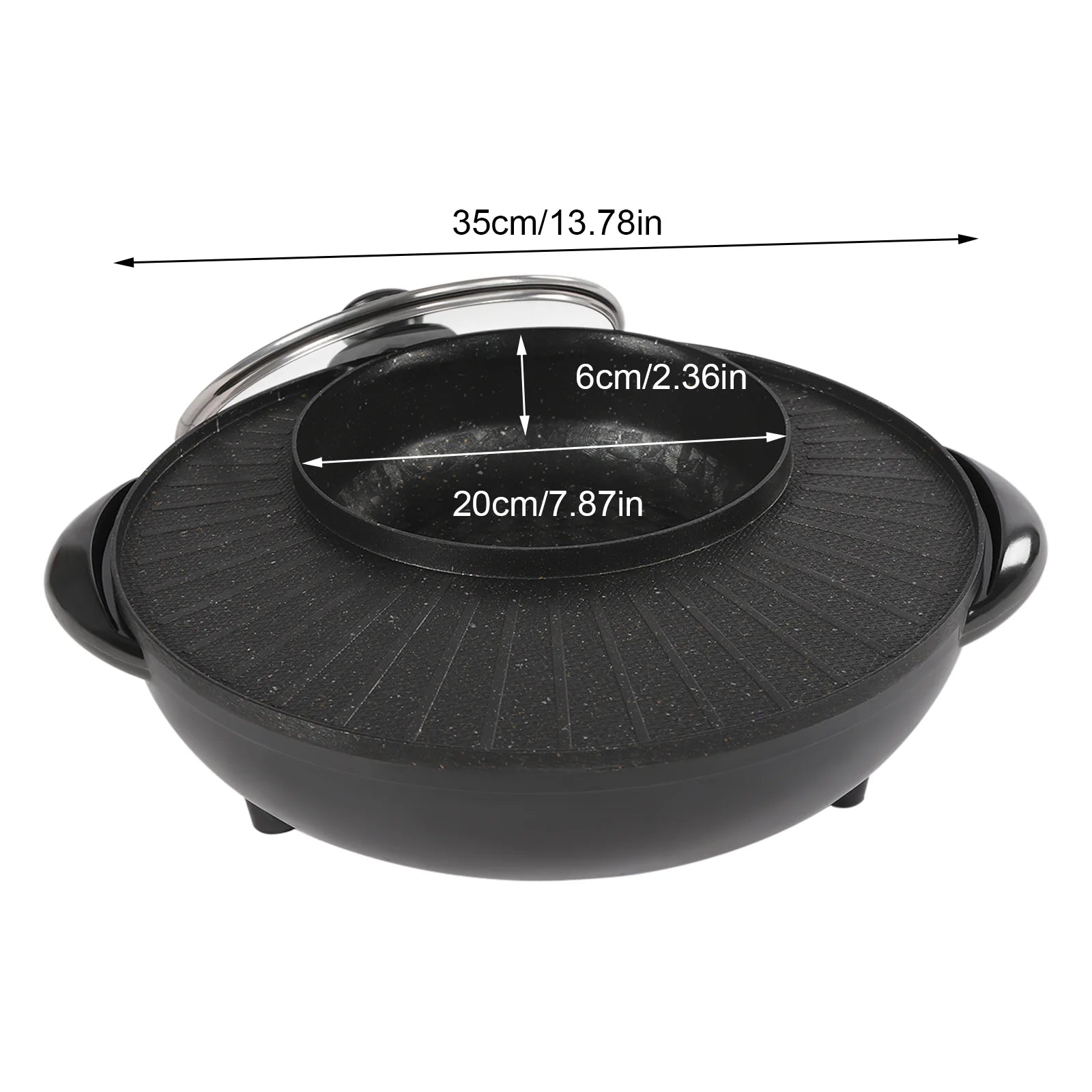 Circular Edition Hotpot Grill Combo Electric Non-stick Black P1592