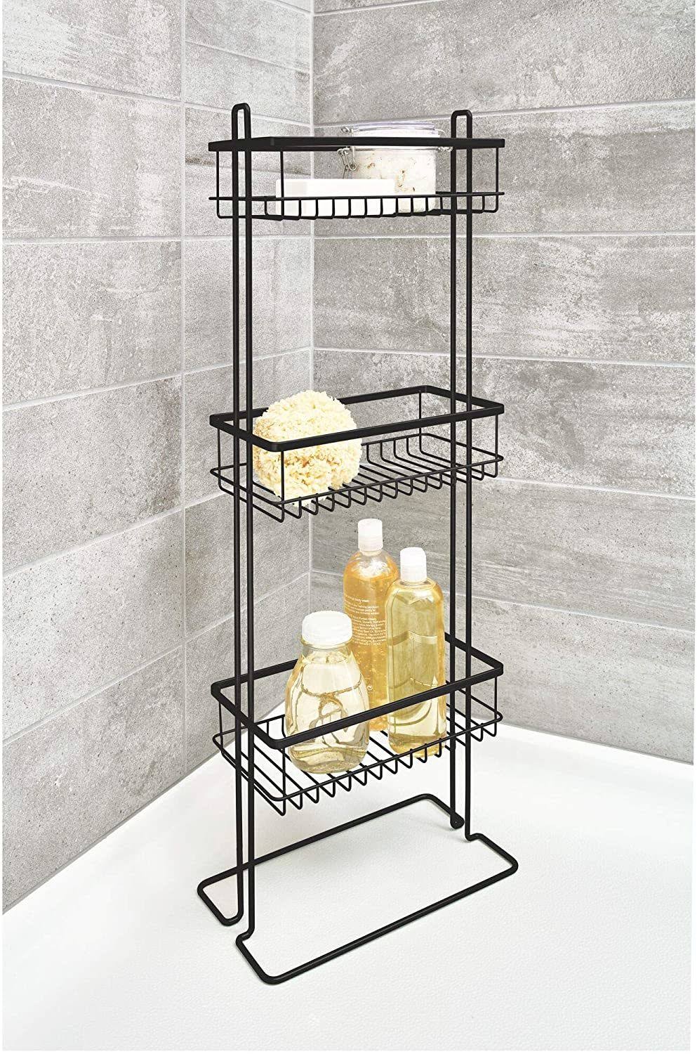 Metal Standing Shower Caddy, 3-Tier Bath Shelf Baskets O715