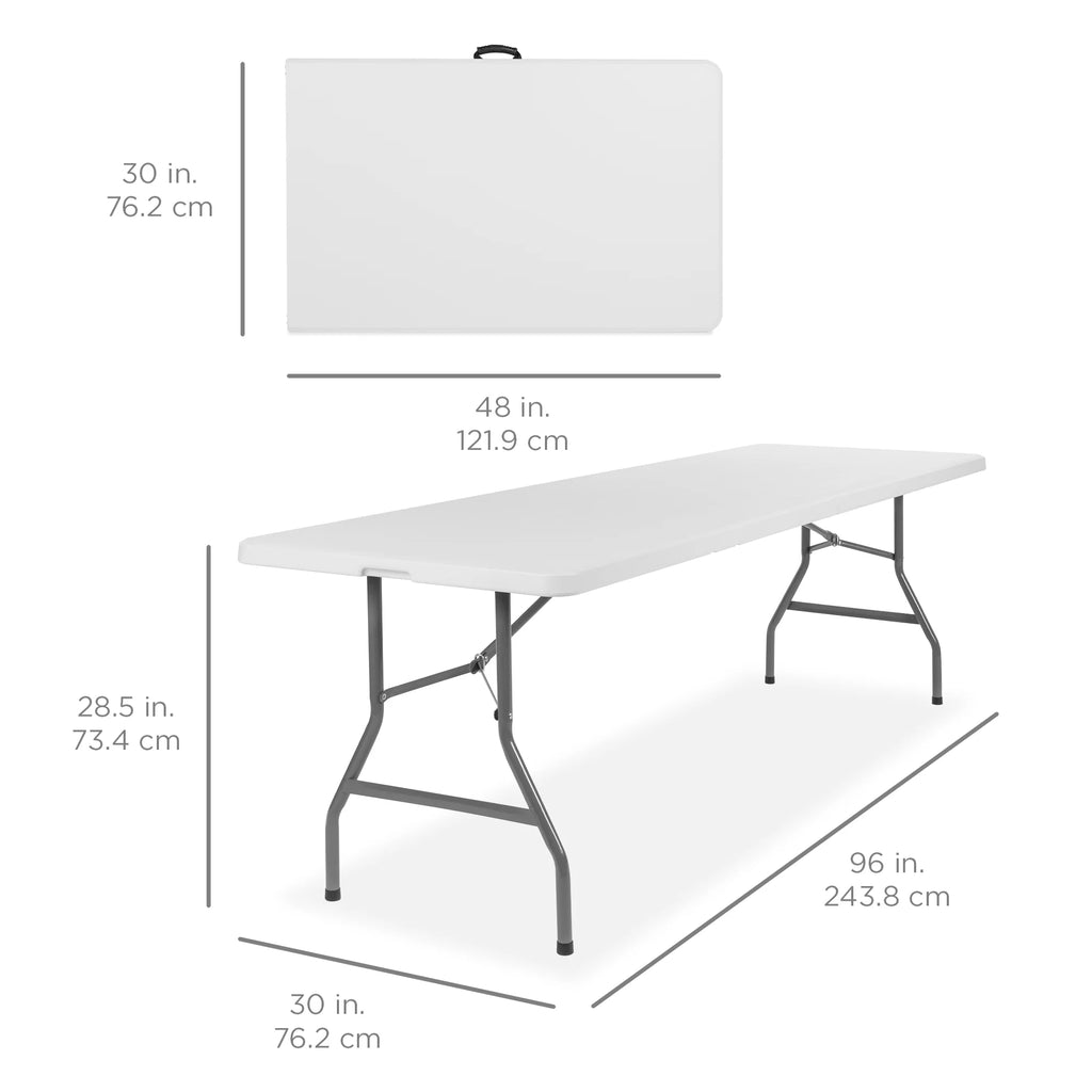 White 8ft Plastic Folding Table with Handle S13244