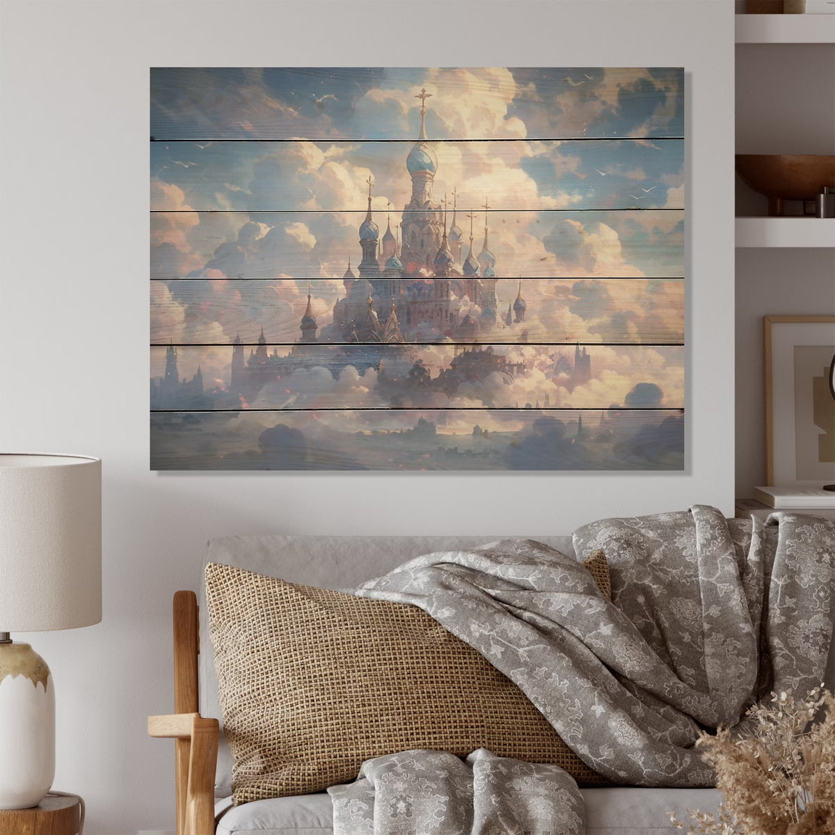Natural Pine Wood Castles Print N24110