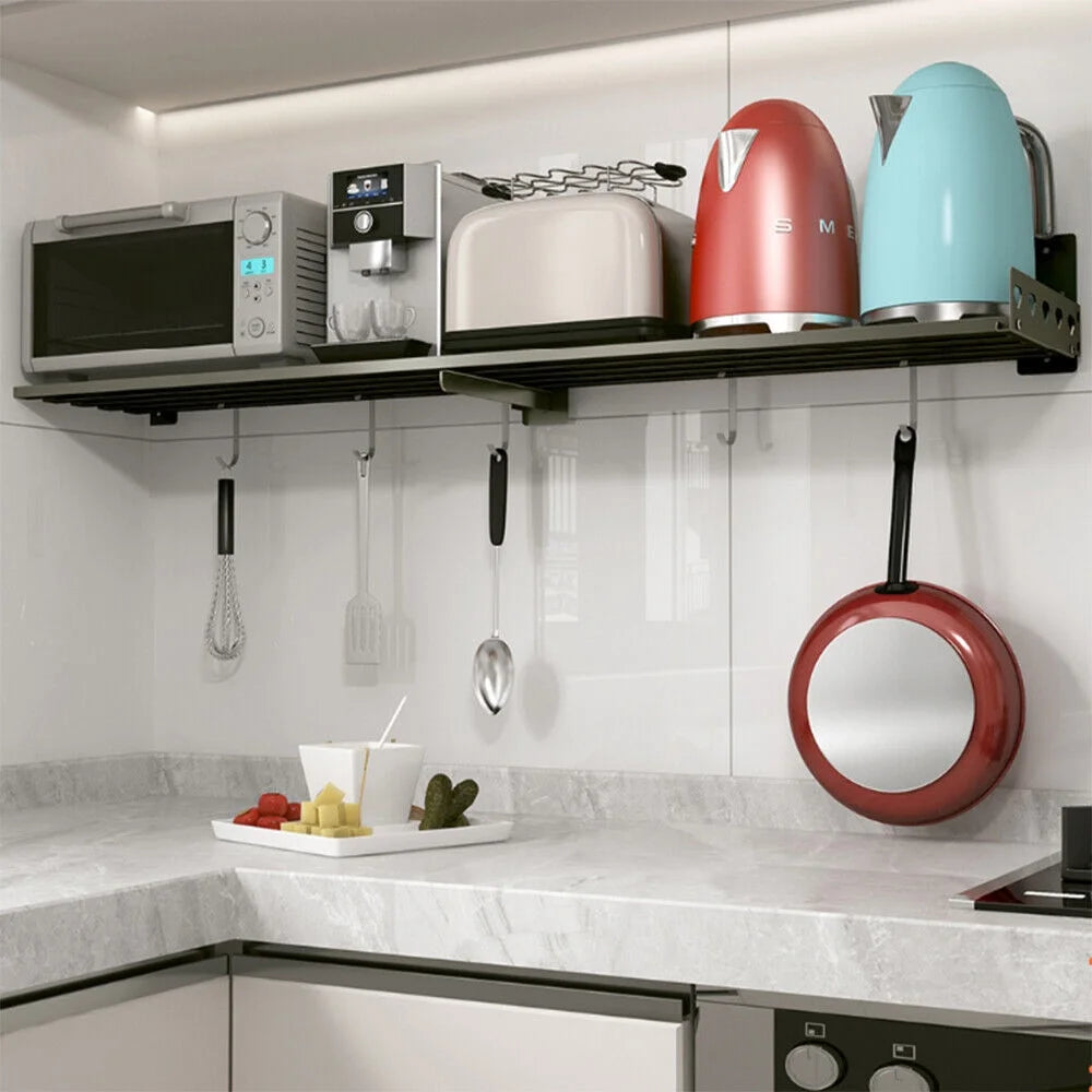 Wall-mounted Heavy Duty Microwave Oven Bracket Shelf Rack 4 Hook R842