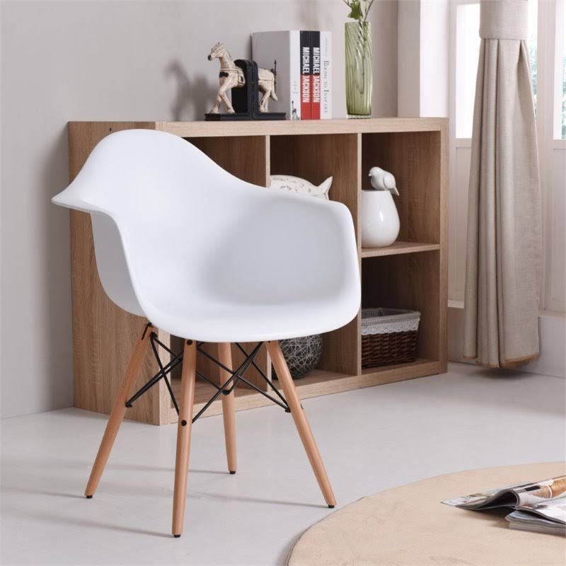 White Arm Bucket Seat Dining Chair G410949