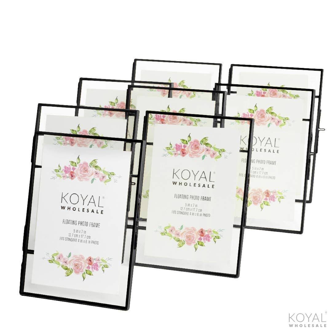 Black Pressed Glass 5 x 7 Photo Frame 8-Pack with Stands Q489