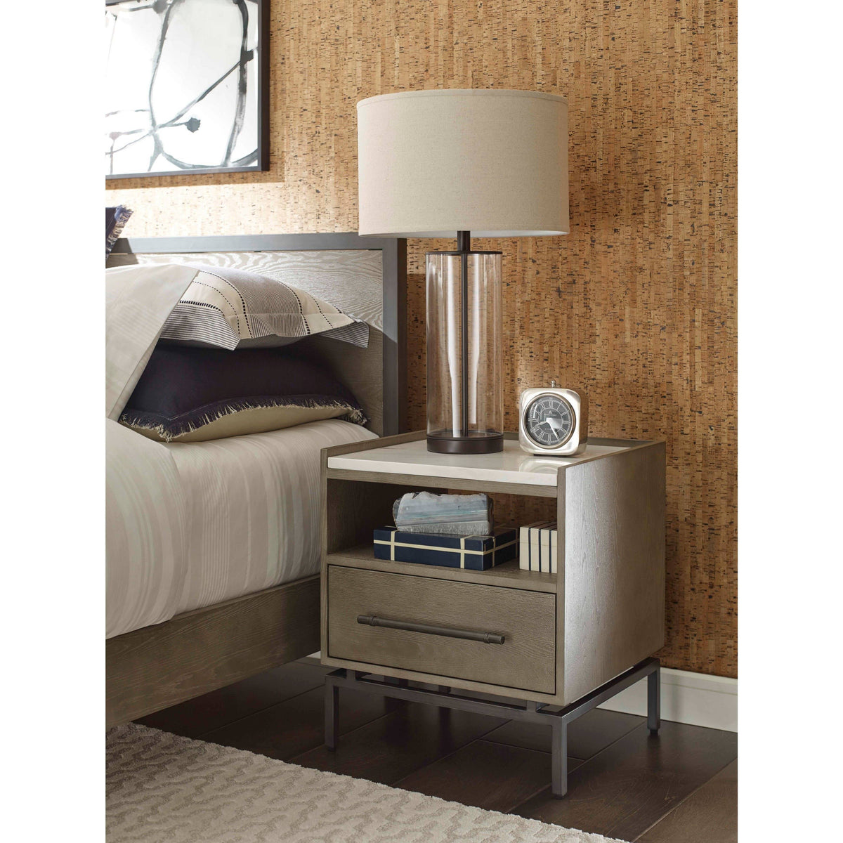Grey Ash Finish Bedside Table N592