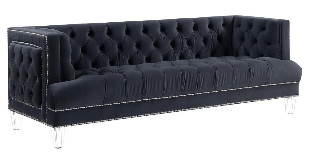 Black Velvet Sofa and Loveseat G796