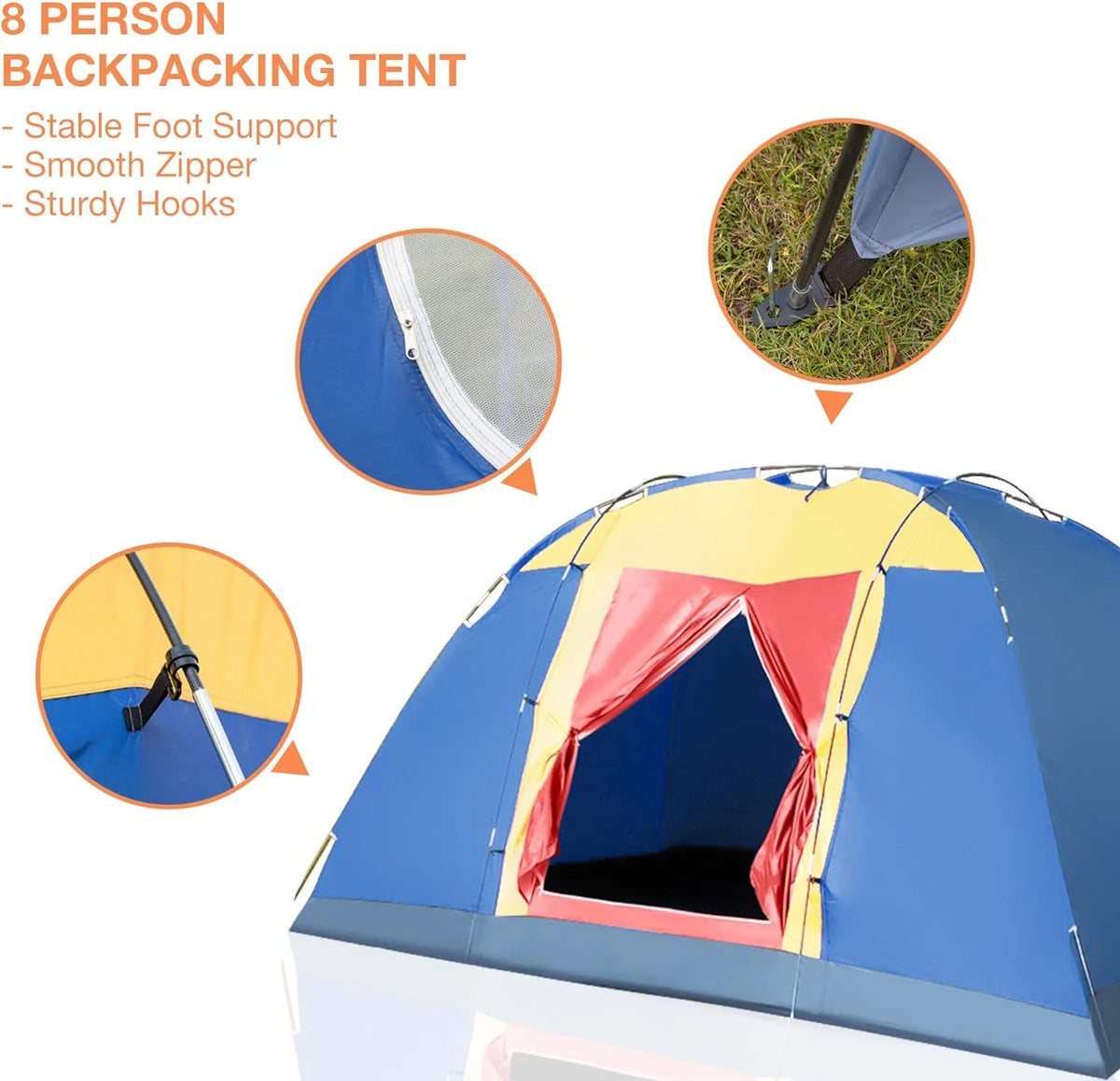 8 Person Large Family Camping Tent with Carry Bag E966