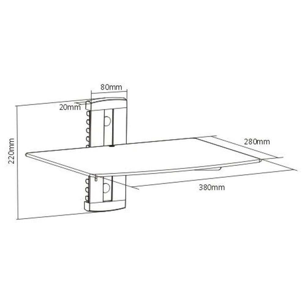 Black Wall Mounted Glass DVD Shelf P5853