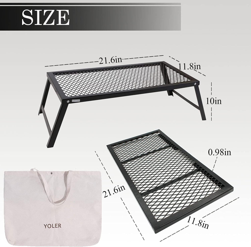 Folding Campfire Grill Heavy Duty Steel Grate O979