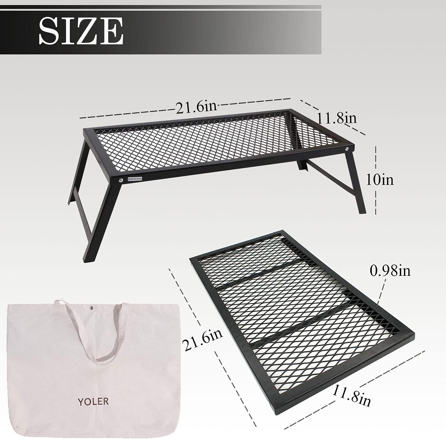 Folding Campfire Grill Heavy Duty Steel Grate O979