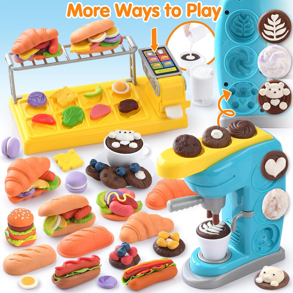 Multicolor Playdough Coffee Maker Toy Set P9376