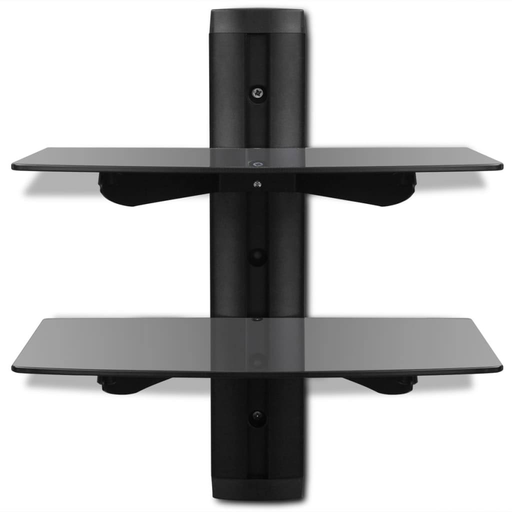 Black Wall Mounted Glass DVD Shelf P5853