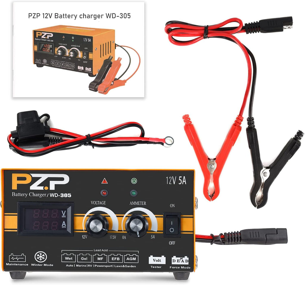 5 Amp 12 Volt Automatic Battery Charger Maintainer, Pack of 2 X7013