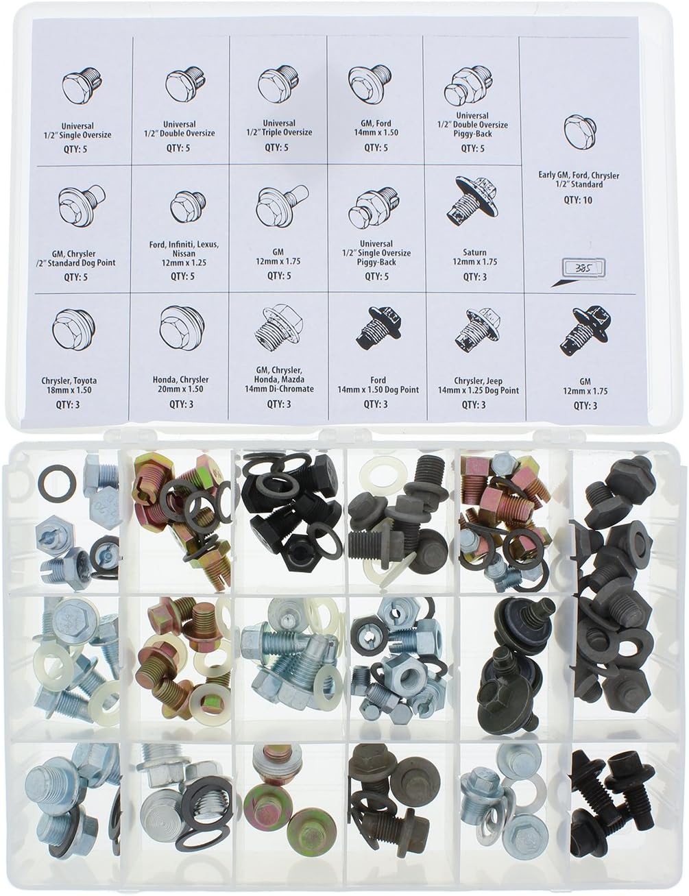 76pc SAE & Metric Drain Plugs & Washer Gasket Set Y155691