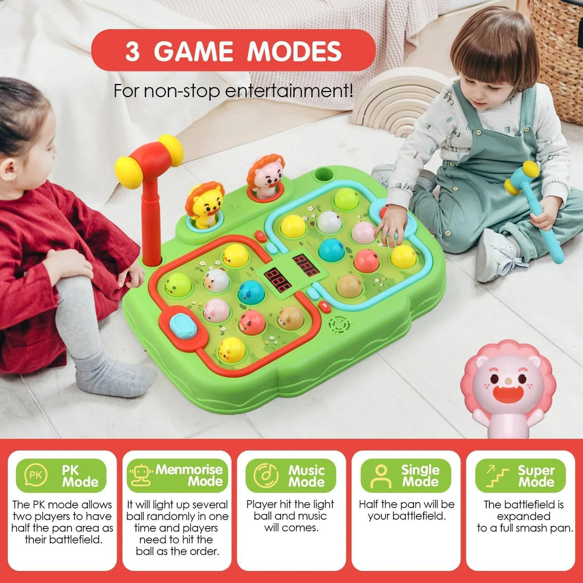 Green Whack A Mole Game with 2 Hammers G721947