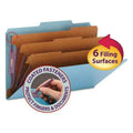 Eight-Section Pressboard Classification Folders with Fasteners, Legal Size, Blue, 10/Box K456594