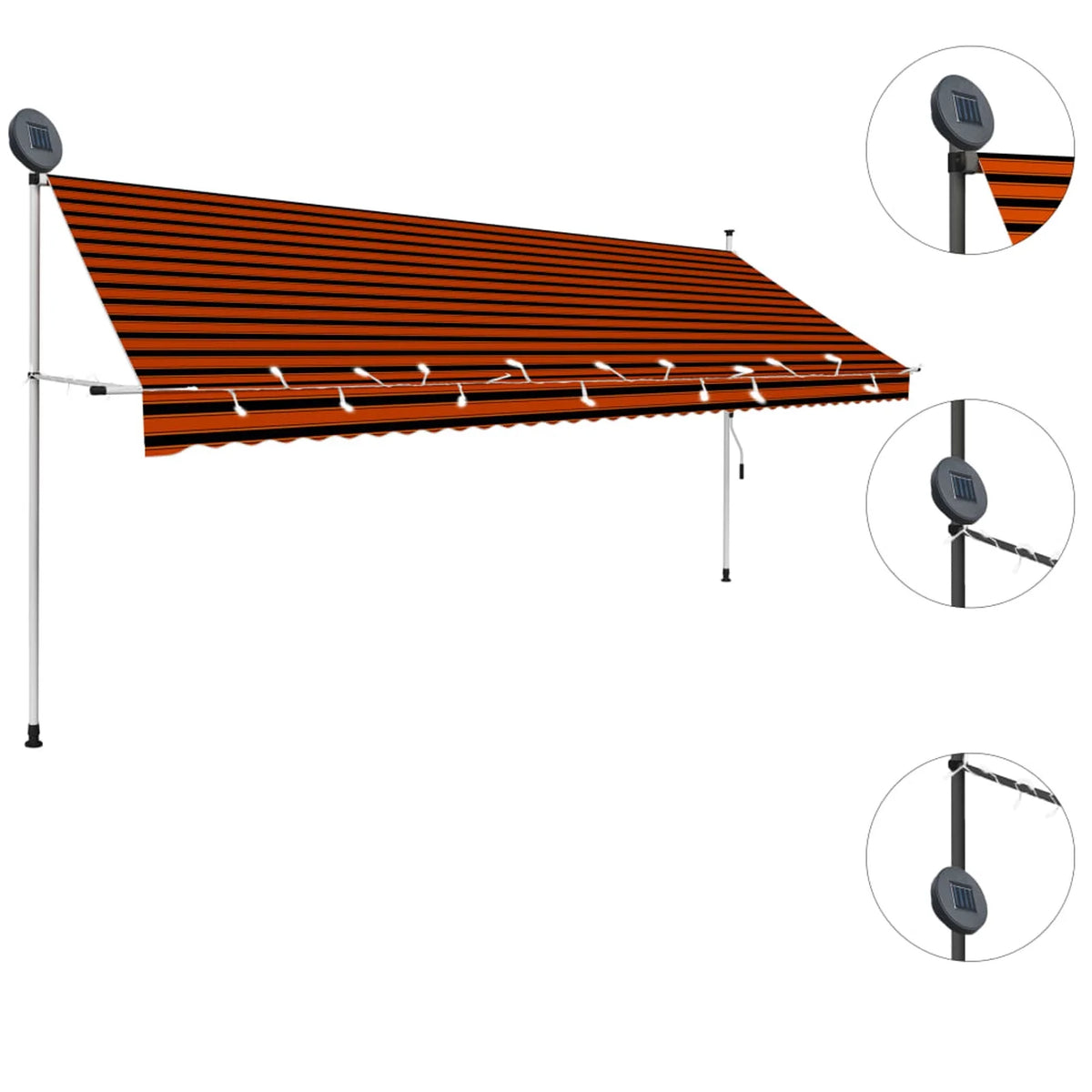 Manual Retractable Awning with Orange and Brown T842