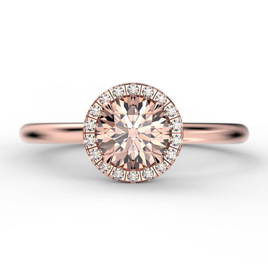 1.25 Carat Round Cut Morganite And Diamond Moissanite Engagement Ring in 925 Sterling Silver With 18k Rose Gold Plating X4553