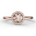 1.25 Carat Round Cut Morganite And Diamond Moissanite Engagement Ring in 925 Sterling Silver With 18k Rose Gold Plating X4553