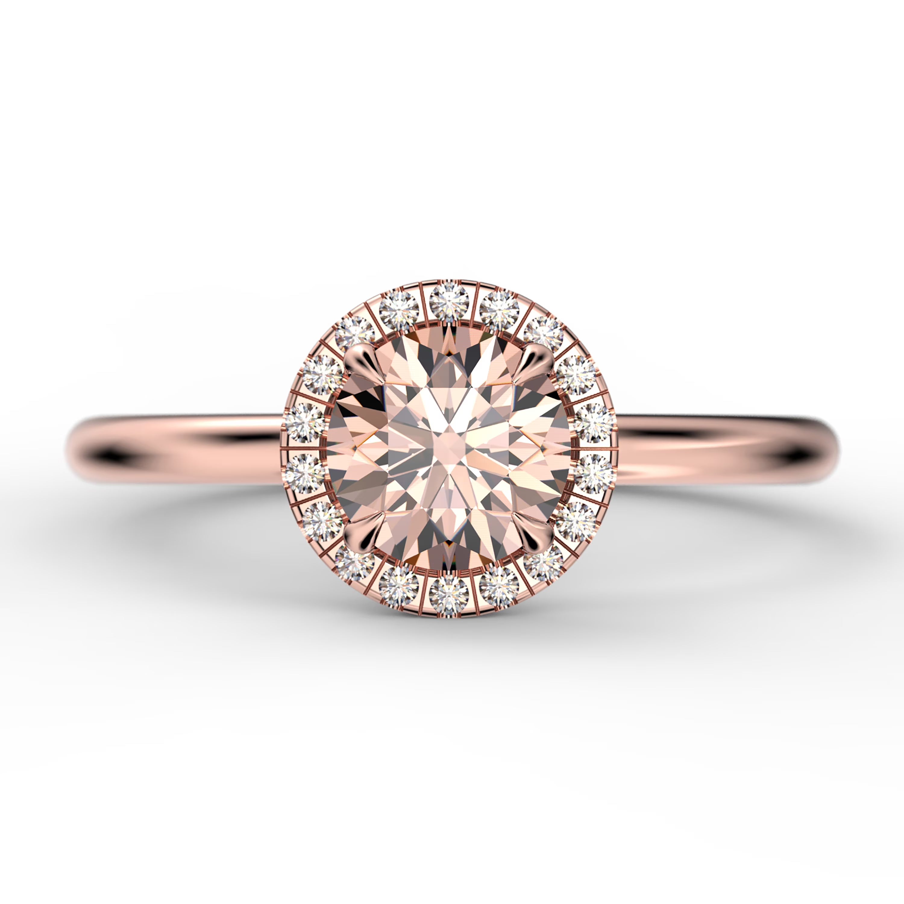 1.25 Carat Round Cut Morganite And Diamond Moissanite Engagement Ring in 925 Sterling Silver With 18k Rose Gold Plating X4553