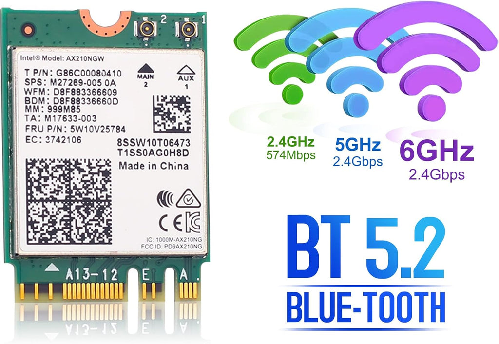 WiFi 6E Card AX210 Bluetooth 5.2 Tri-Band 5400Mbps Wireless Module for Laptop Z34358