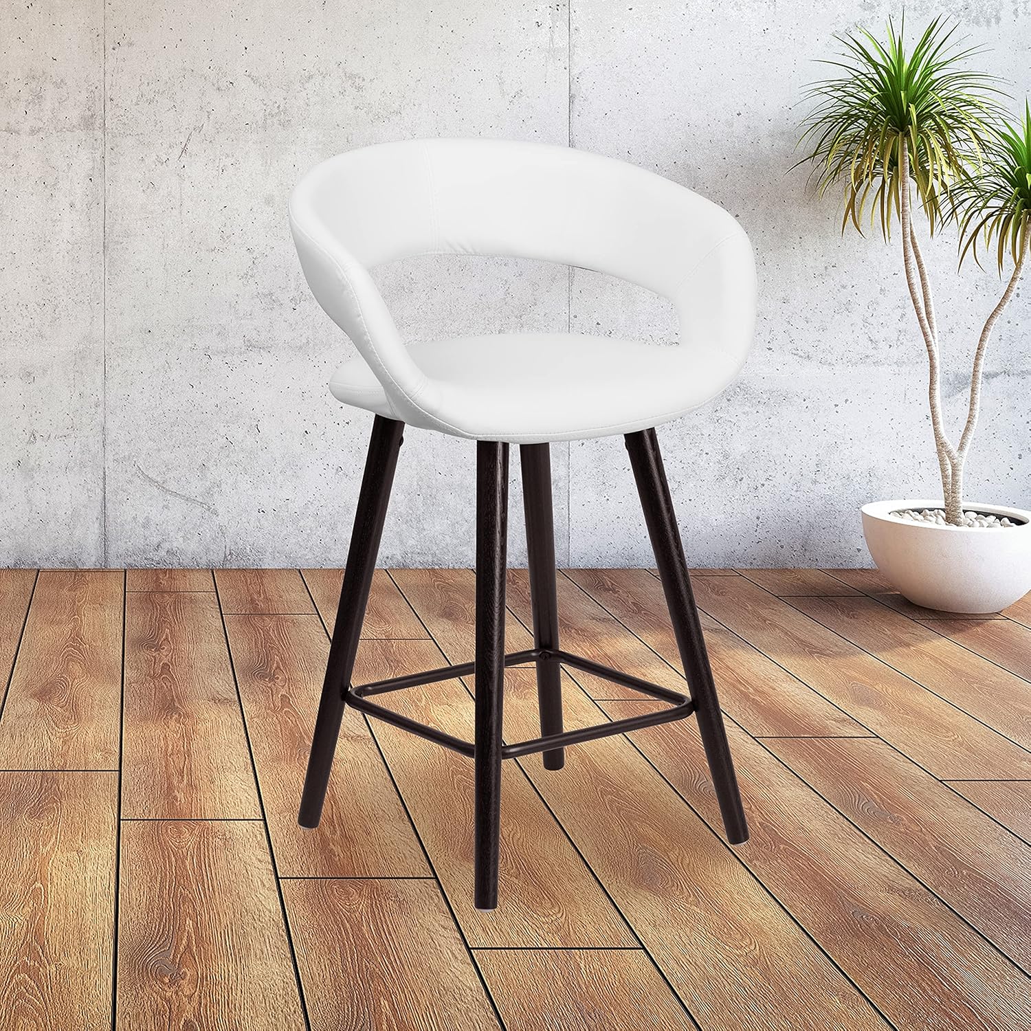 Black Vinyl Cappuccino Wood Counter Height Stool T6703